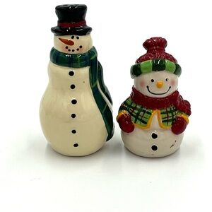 Vintage Christmas Snowmen Ceramic Salt & Pepper Shakers